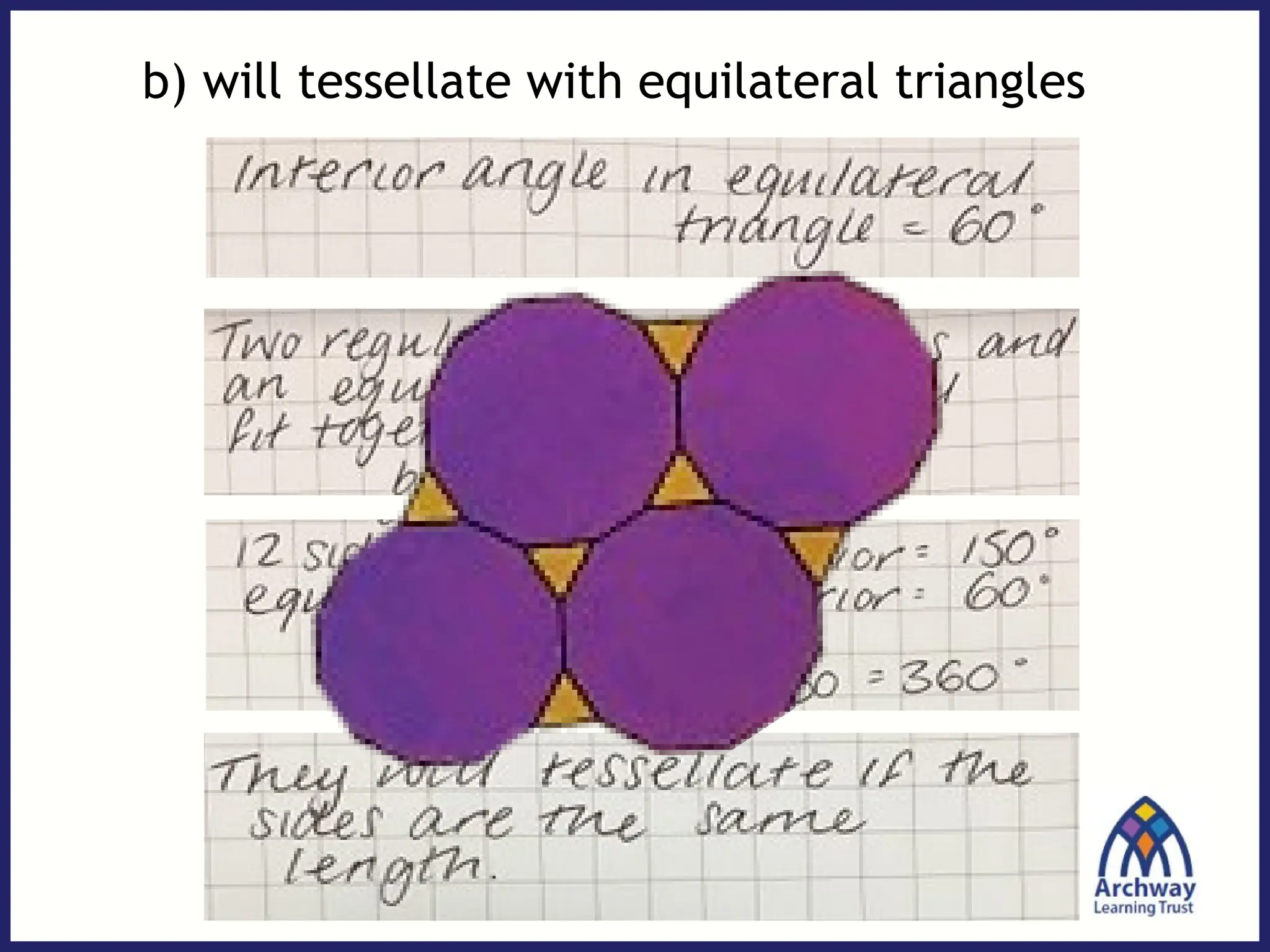 b) will tessellate with equilateral triangles
 