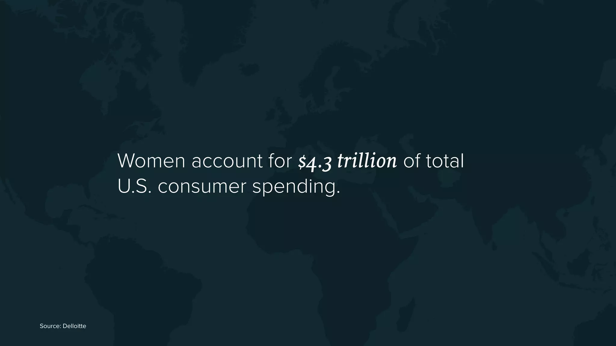 Source: Delloitte
Women account for $4.3 trillion of total
U.S. consumer spending.
 