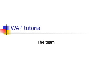 WAP tutorial The team 