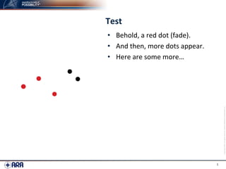 Test Behold, a red dot (fade). And then, more dots appear. Here are some more… 