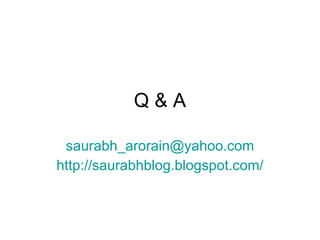 Q&A

 saurabh_arorain@yahoo.com
http://saurabhblog.blogspot.com/