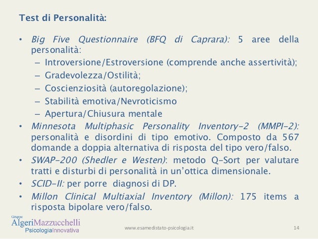 Big Five Questionnaire Foglio Di Risposta