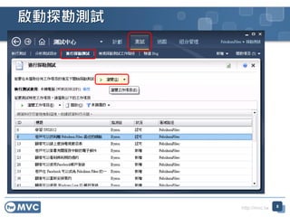 http://mvc.tw
啟動探勘測試
8
 