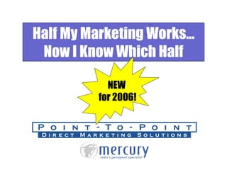 Half My Marketing Works… Now I Know Which Half NEW  for 2006! 