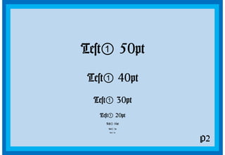 テスト Test① 50pt
テスト Test① 40pt
テスト Test① 30pt
テスト Test① 20pt
テスト Test① 10pt
テスト Test① 7pt
テスト Test① 5pt

P2

 