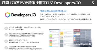⽉間170万PVを誇る技術ブログ Developers.IO 5
 