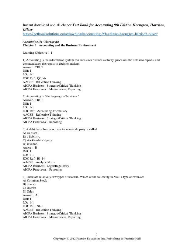 Test bank for accounting 9th edition by charles t horngren walter t h… Test bank for accounting 9th edition by charles t horngren walter t h…