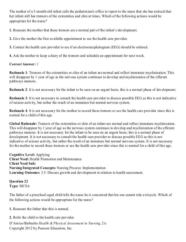 Test Bank For Health Physical Assessment In Nursing 2nd Edition By Da