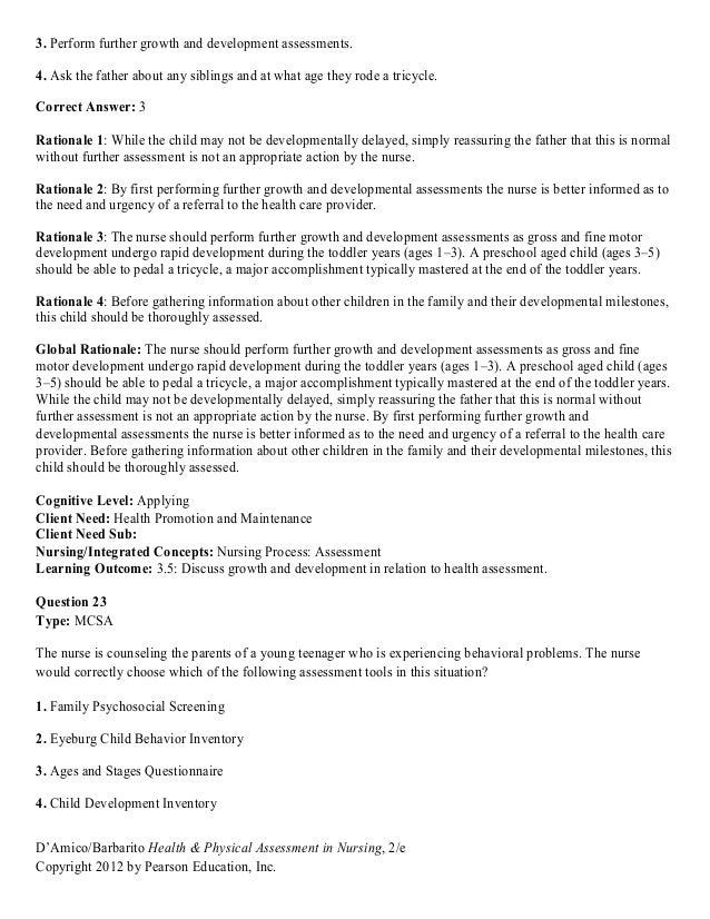 Test Bank For Health Physical Assessment In Nursing 2nd Edition By Da