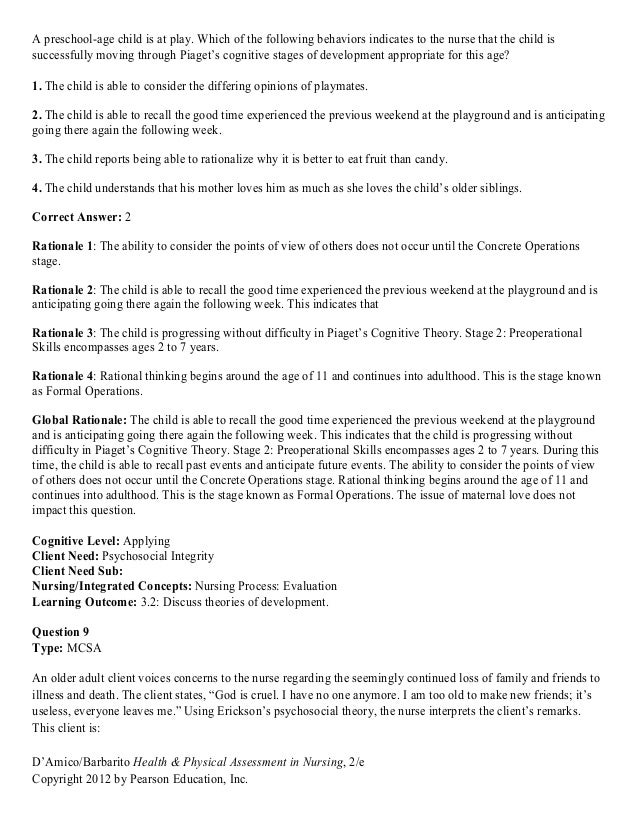 Test Bank For Health Physical Assessment In Nursing 2nd Edition By Da