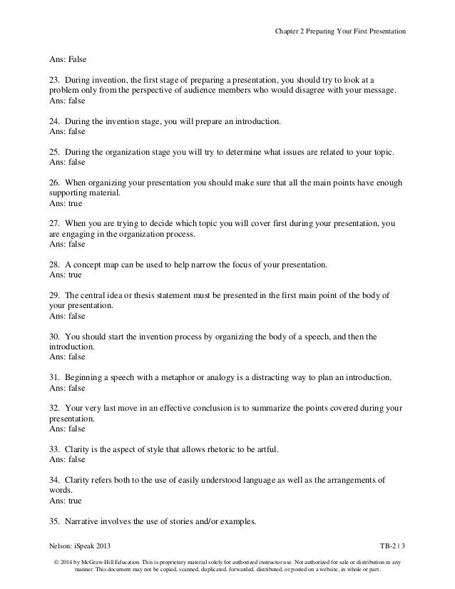 Test Bank for iSpeak 2013 Public Speaking for Contemporary Life 5th E… Test Bank for iSpeak 2013 Public Speaking for Contemporary Life 5th E…