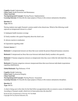 Test Bank for Kozier and Erbs Fundamentals of Nursing 9th Edition by ...