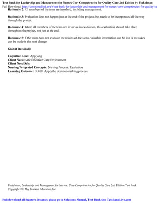 Test Bank for Leadership and Management for Nurses Core Competencies ...
