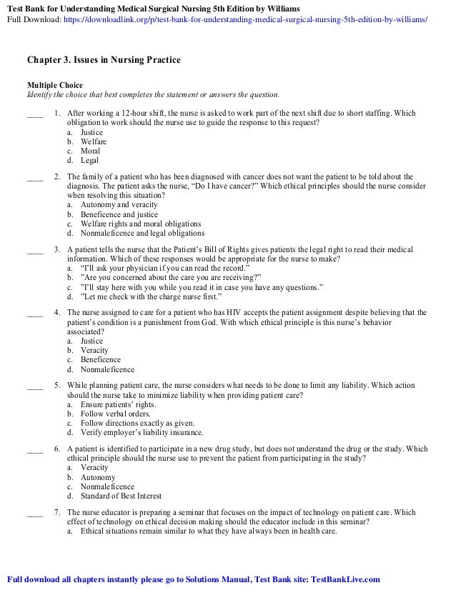 Test Bank For Understanding Medical Surgical Nursing 5th