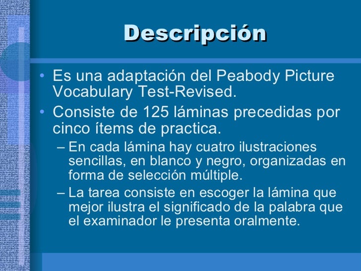 Test De Vocabulario De Imagenes Peabody