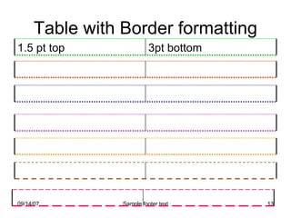 Table with Border formatting 3pt bottom 1.5 pt top 