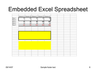 Embedded Excel Spreadsheet 