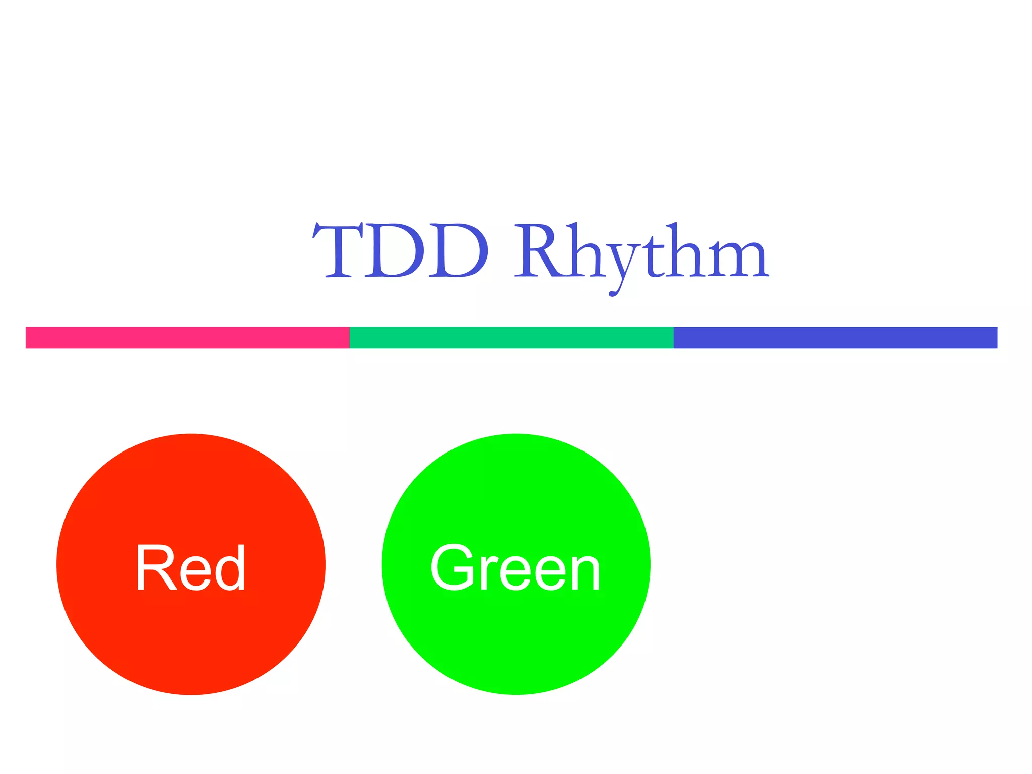 Red Green
TDD Rhythm
 