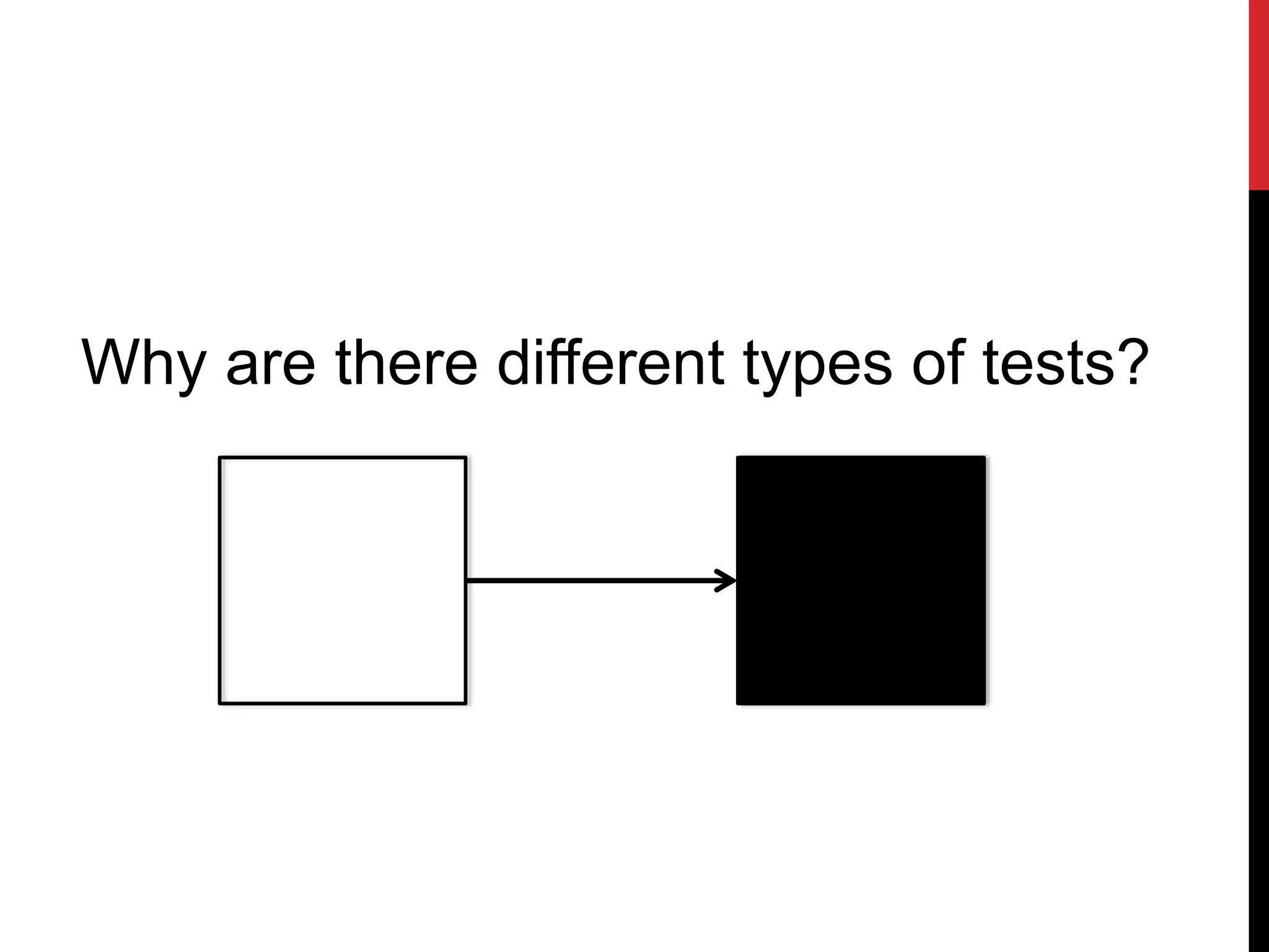 Why are there different types of tests?
 