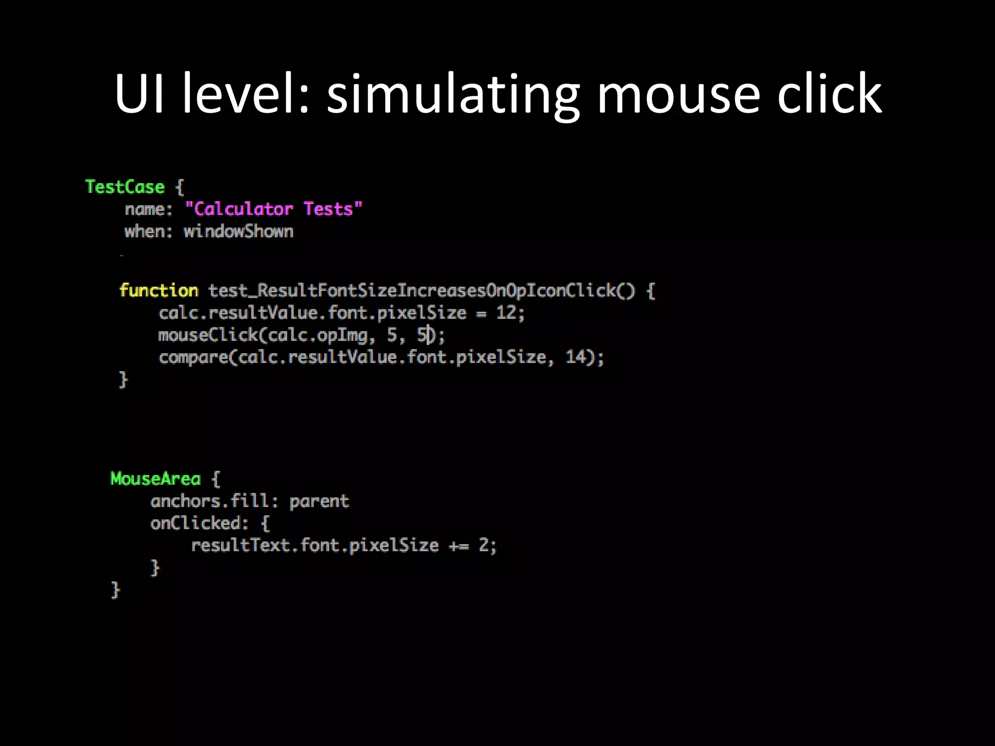 UI level: simulating mouse click