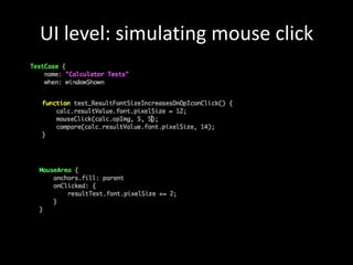 UI level: simulating mouse click