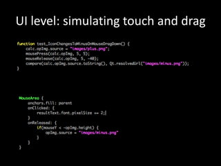 UI level: simulating touch and drag
