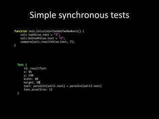 Simple synchronous tests
