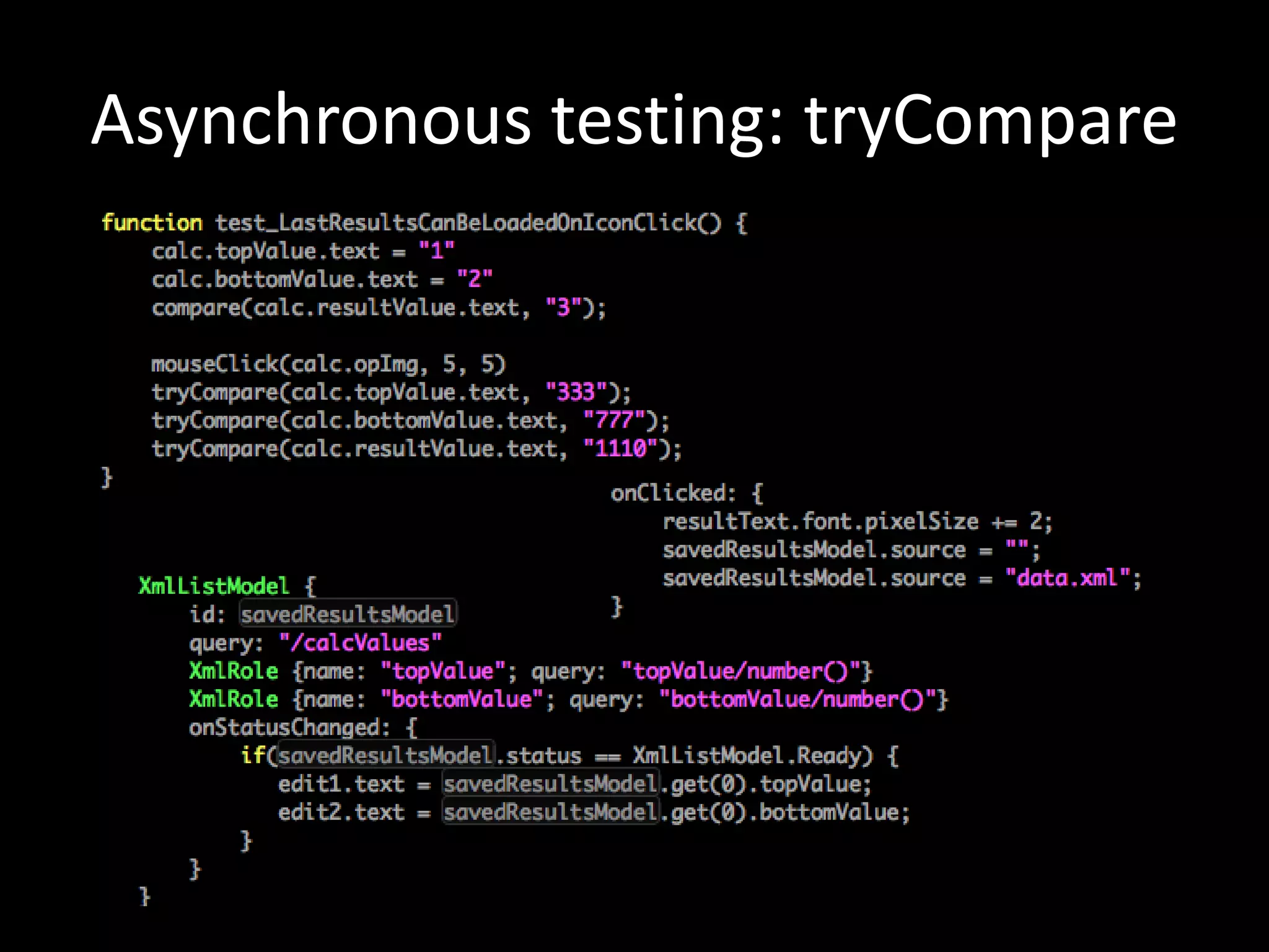 Asynchronous testing: tryCompare
 