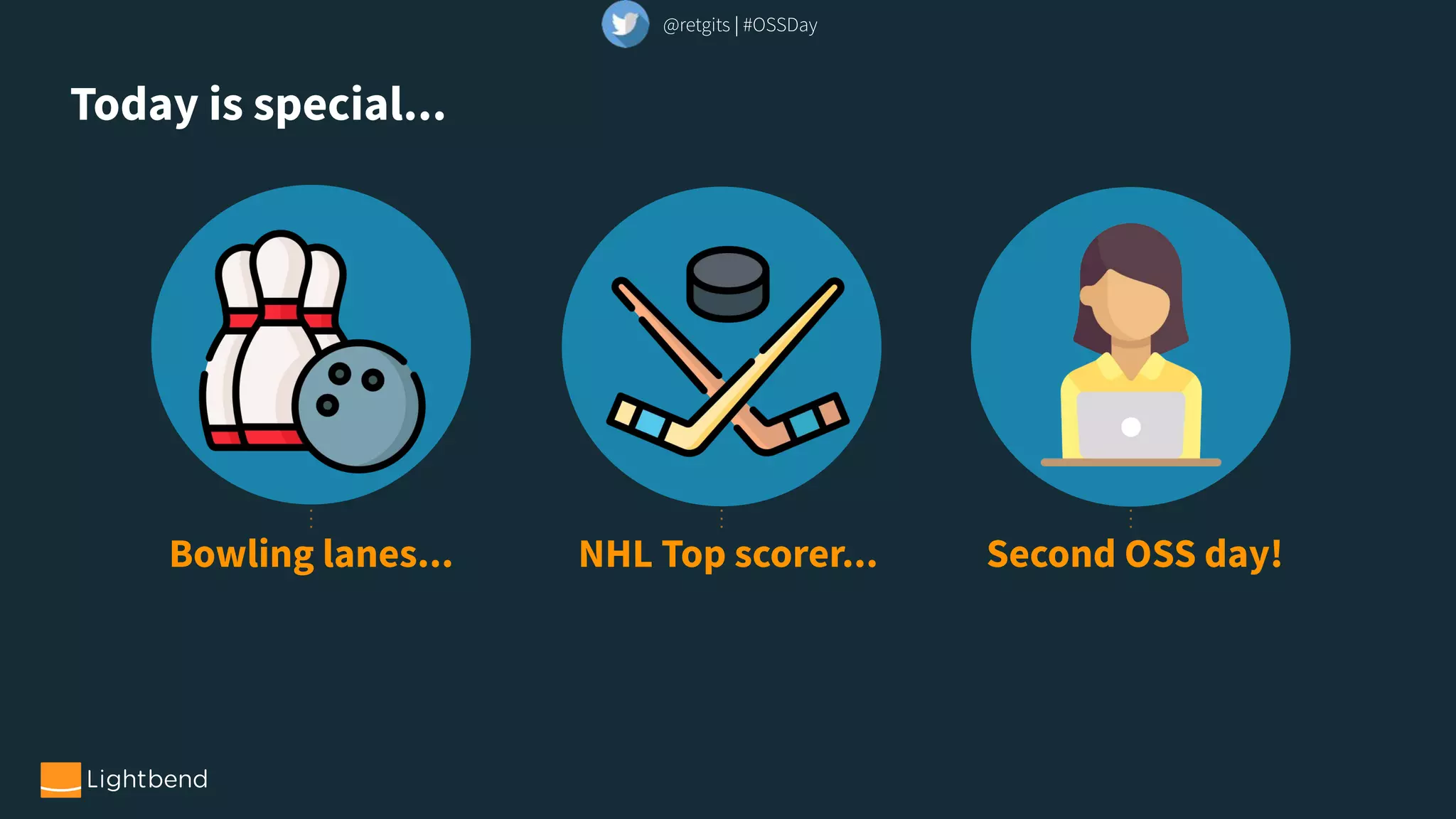 Bowling lanes... NHL Top scorer... Second OSS day!
Today is special...
@retgits | #OSSDay
 