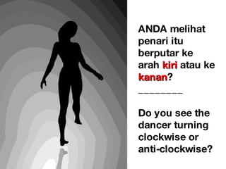 ANDA melihat penari itu berputar ke arah  kiri  atau ke  kanan ? ________ Do you see the dancer turning clockwise or anti-clockwise?  
