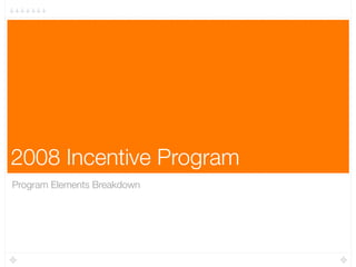2008 Incentive Program
Program Elements Breakdown
 