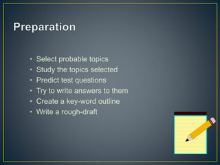 Topics Under Test Test taking strategies | PPTX