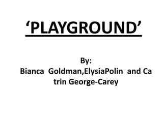 ‘PLAYGROUND’ By: Bianca  Goldman,ElysiaPolin  and Catrin George-Carey 