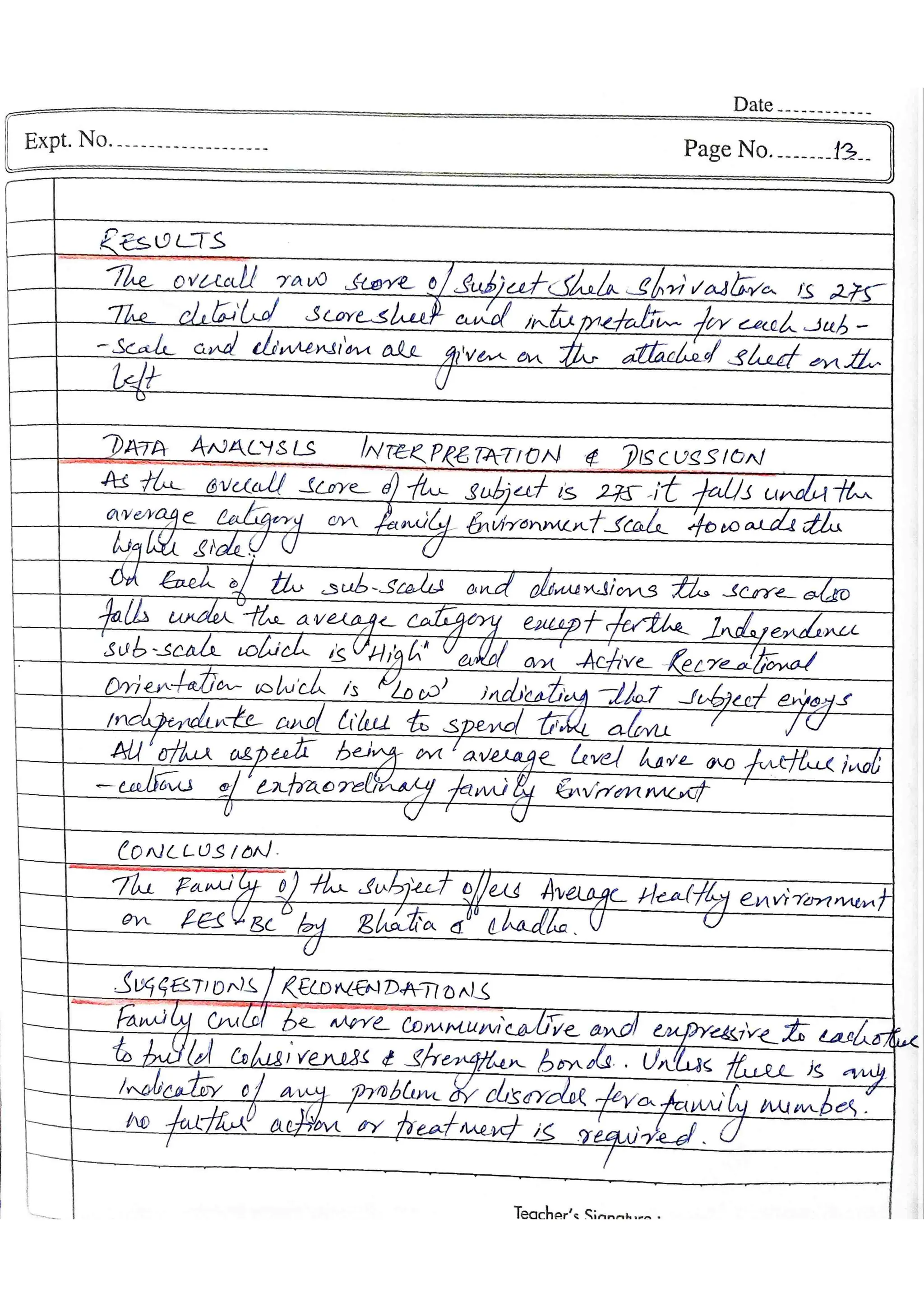 TEST FES BC Family Environment Scale Bhatia & Chadha MA Psy Sem3 2022-24