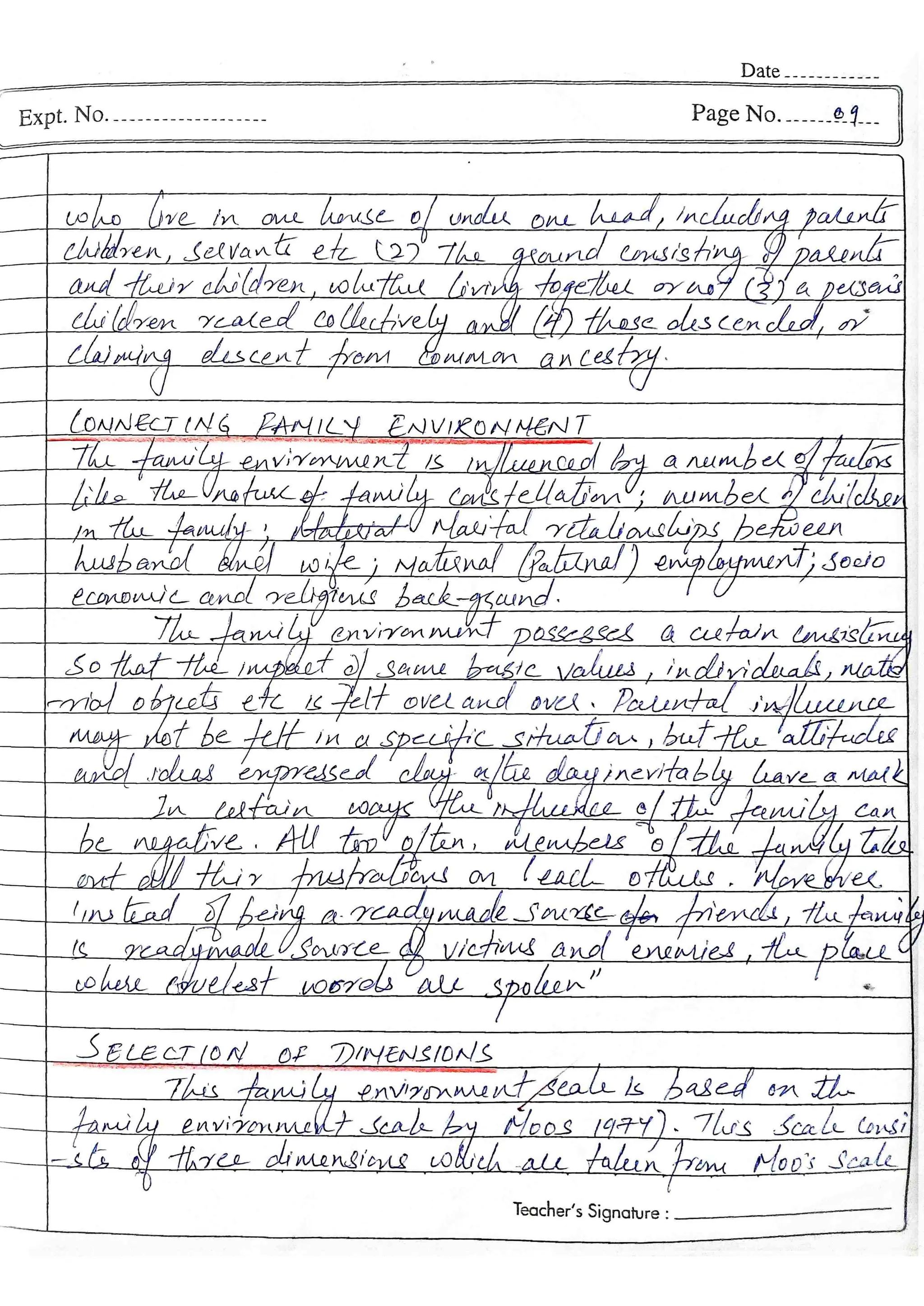 TEST FES BC Family Environment Scale Bhatia & Chadha MA Psy Sem3 2022-24