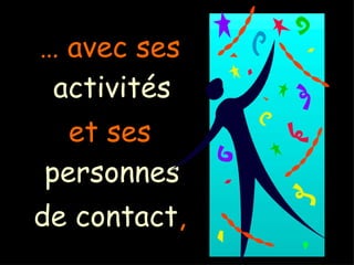 … avec ses activités et ses personnes de contact ,