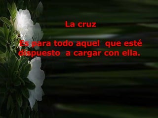 La cruz Es para todo aquel  que esté dispuesto  a cargar con ella.  