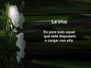 La cruz Es para todo aquel que esté dispuesto  a cargar con ella.  