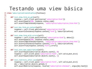 Testando uma view básica
 