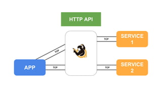 TCP
TCP
TCP TCP
APP
SERVICE
2
SERVICE
1
HTTP API
 