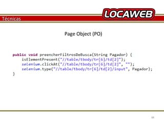 Técnicas
Page Object (PO)

October 28, 2013

88

 