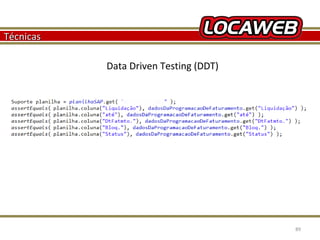 Técnicas
Data Driven Testing (DDT)

October 28, 2013

89

 