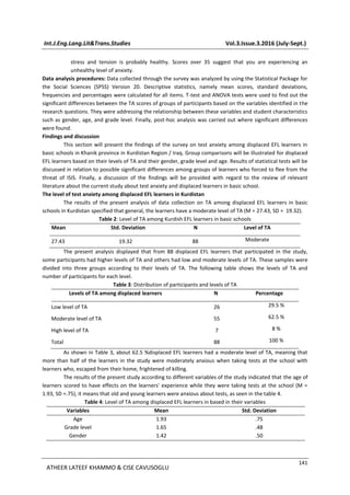 Test anxiety among displaced efl learners in khanik province kurdistan ...