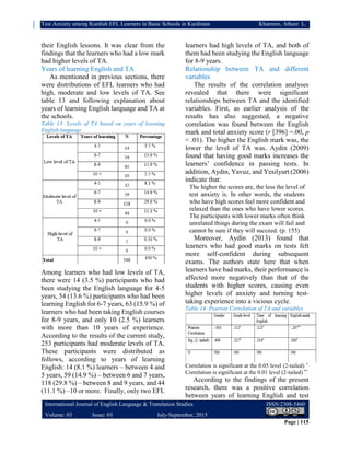Test anxiety among kurdish efl learners in basic schools in kurdistan | PDF