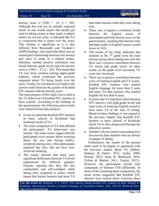 Test anxiety among kurdish efl learners in basic schools in kurdistan | PDF