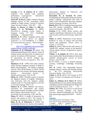 Test anxiety among kurdish efl learners in basic schools in kurdistan | PDF