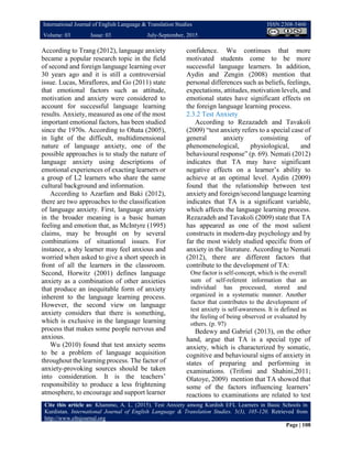 Test anxiety among kurdish efl learners in basic schools in kurdistan | PDF