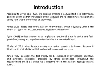 Test anxiety of kurdish efl learners in basic schools in northern iraq ...