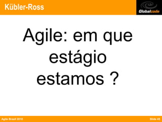 Kübler-Ross


                Agile: em que
                   estágio
                 estamos ?
Agile Brazil 2010               Slide 45
 