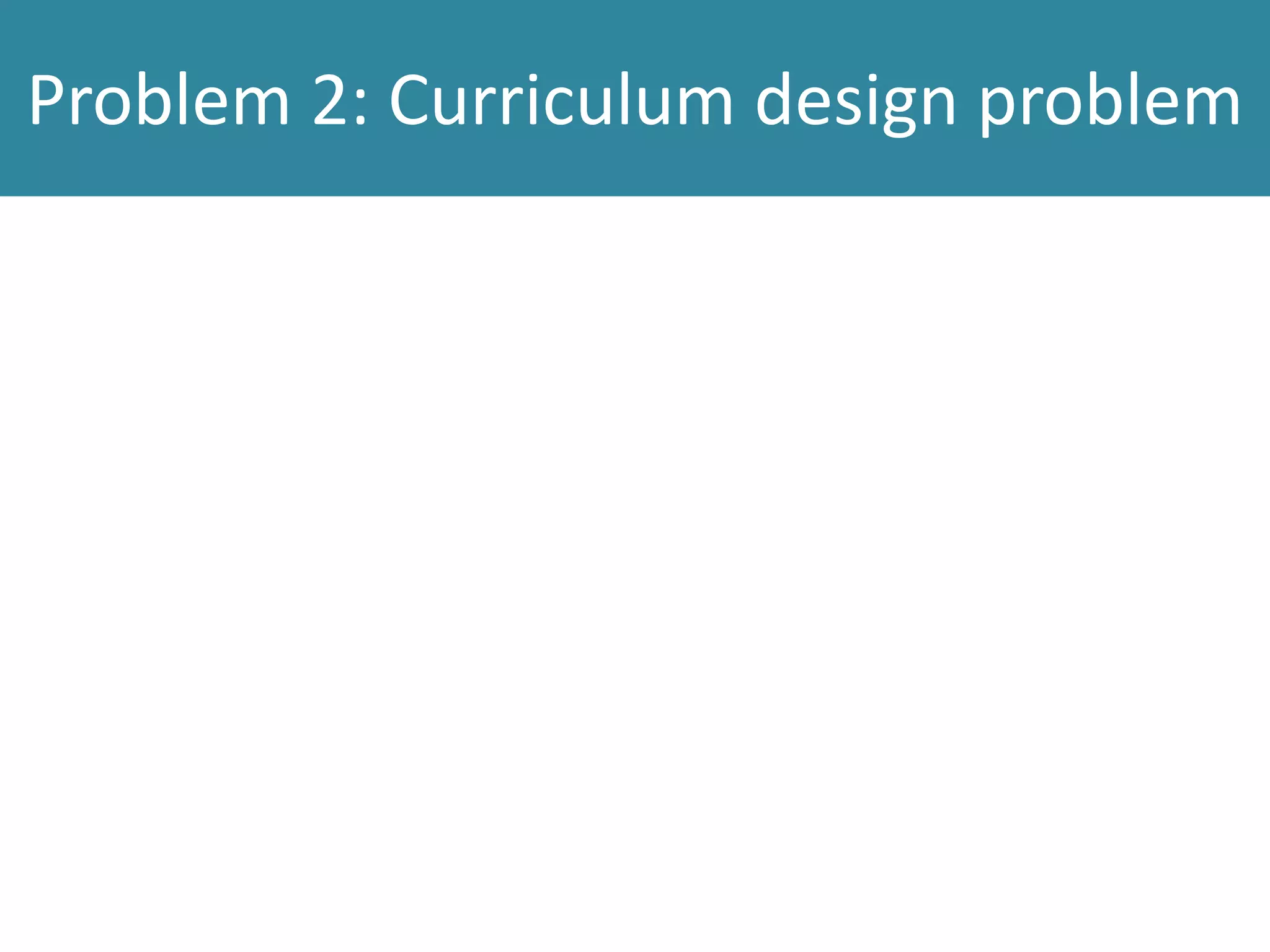 Problem 2: Curriculum design problem
 